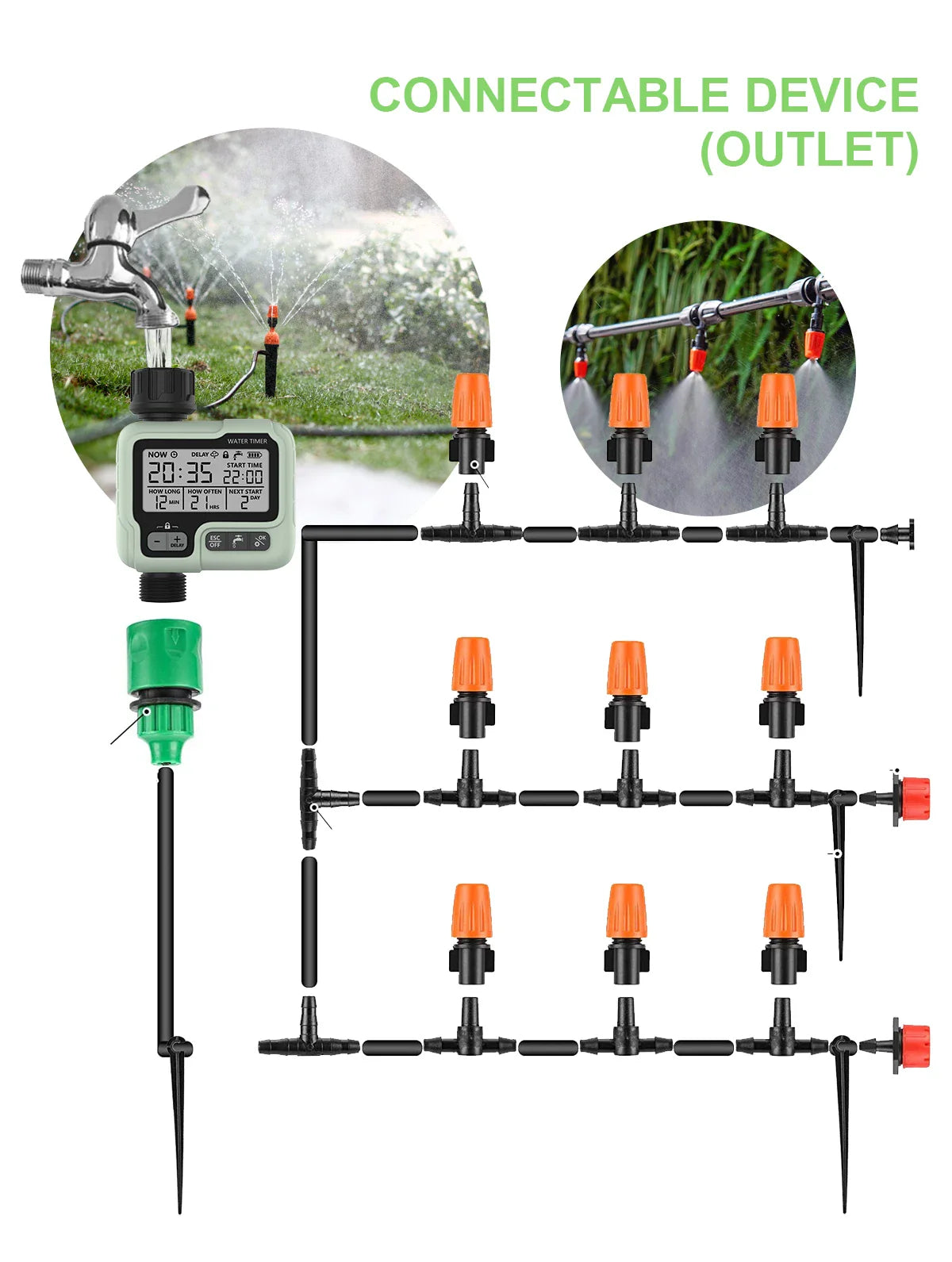 HCT-322 Automatic Water Timer Garden Digital Irrigation Machine Intelligent Sprinkler Used Outdoor to Save Water&Time