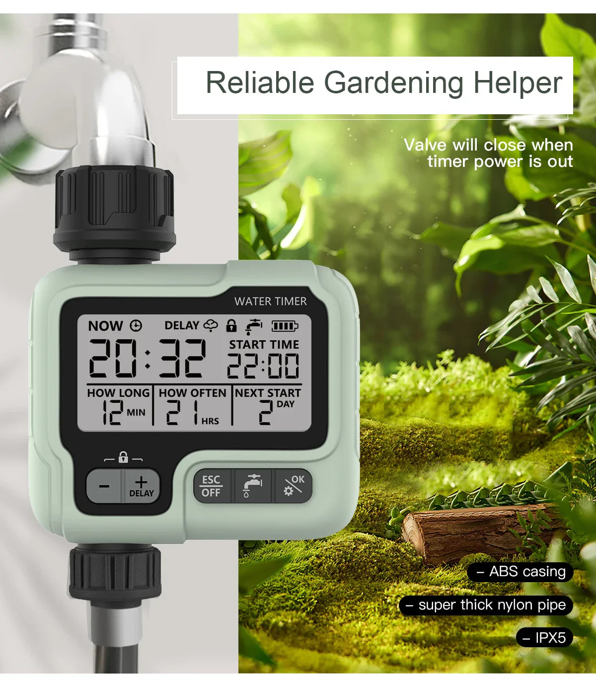 HCT-322 Automatic Water Timer Garden Digital Irrigation Machine Intelligent Sprinkler Used Outdoor to Save Water&Time