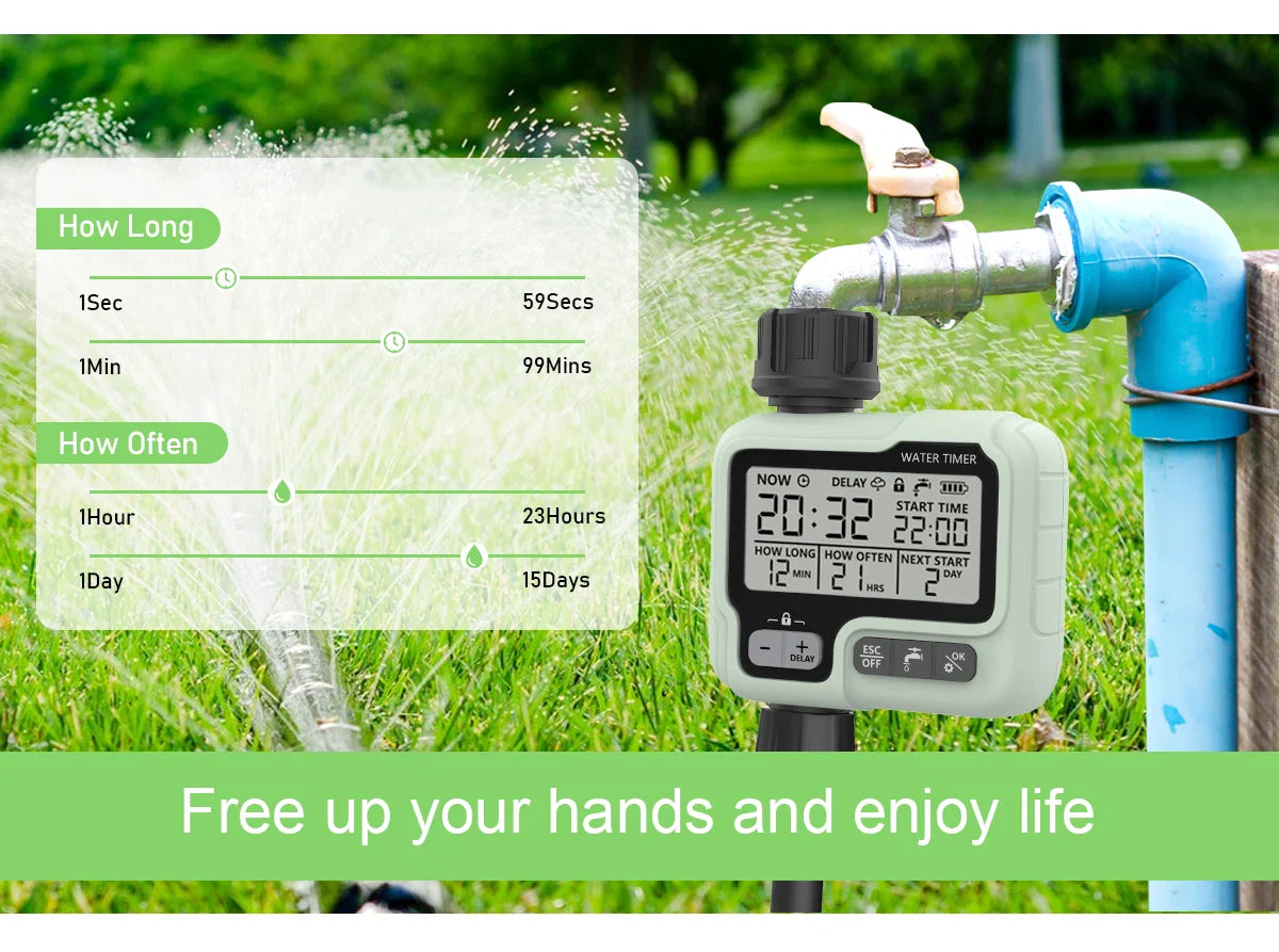 HCT-322 Automatic Water Timer Garden Digital Irrigation Machine Intelligent Sprinkler Used Outdoor to Save Water&Time