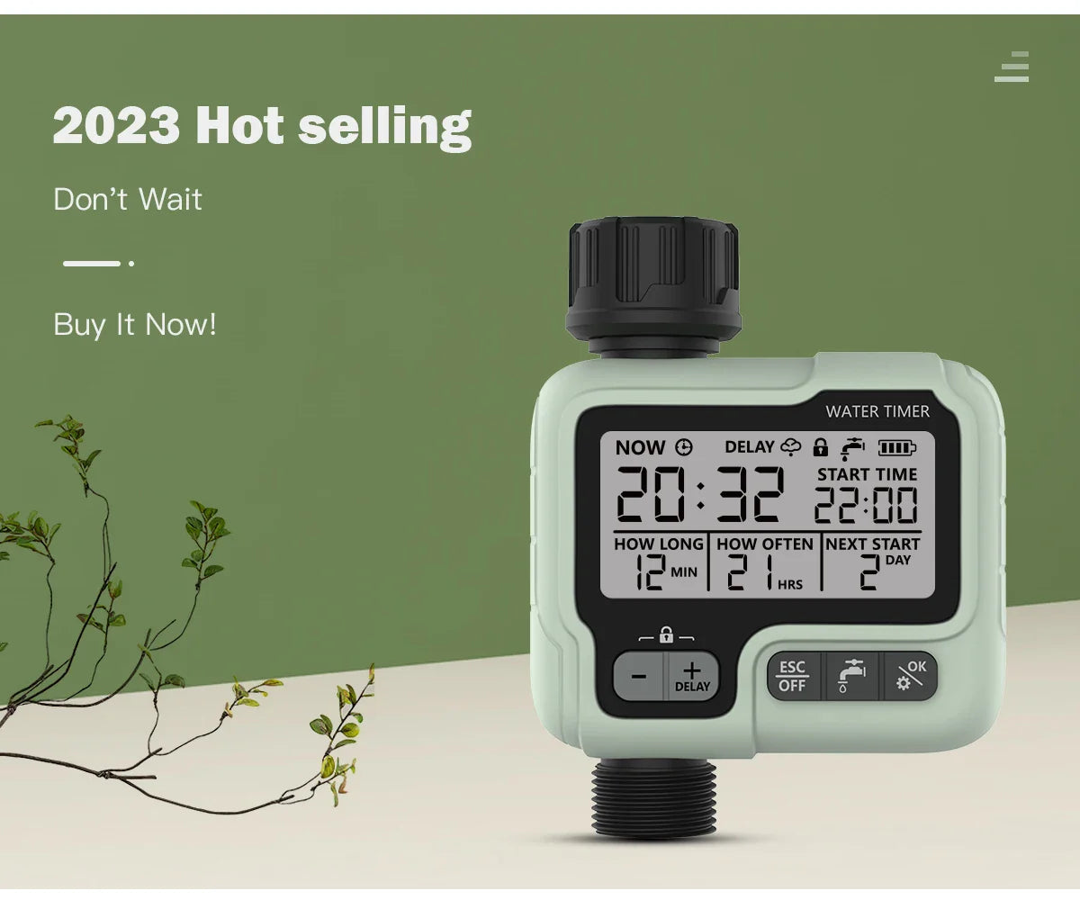 HCT-322 Automatic Water Timer Garden Digital Irrigation Machine Intelligent Sprinkler Used Outdoor to Save Water&Time