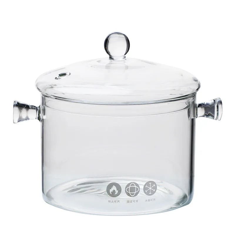 Heat Resistant Transparent Glass Soup Porridge Pot 1.35/1.5L Microwave Fire Heating Glass Bowl Kitchen Cooking Tools Hot