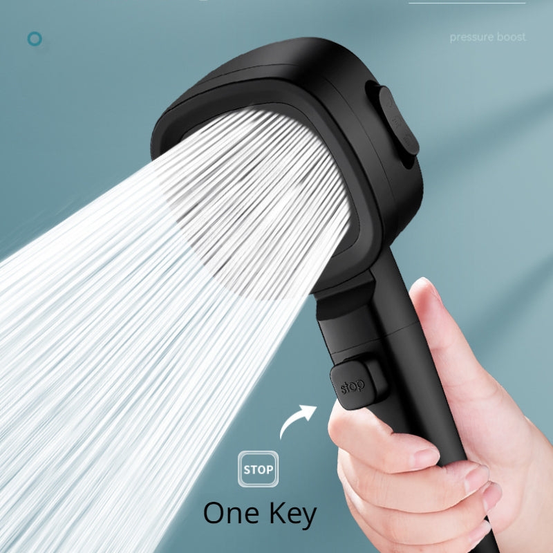 High Pressure Shower Head Water Saving 3 Modes Shower Heads Adjustable One-Key Stop Water Massage Sprayer Bathroom