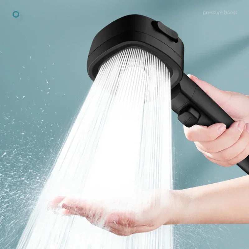 High Pressure Shower Head Water Saving 3 Modes Shower Heads Adjustable One-Key Stop Water Massage Sprayer Bathroom