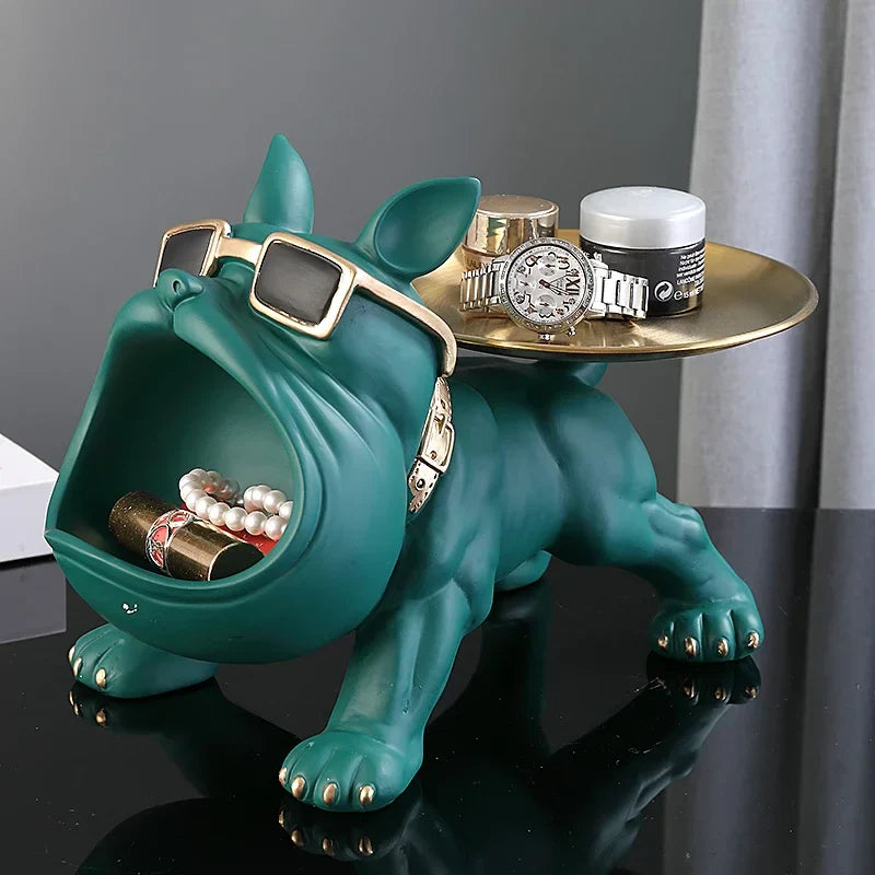 Home Decor Bulldog Figurine Dog Statue Storage Box Animal Ornament Resin Craft Art Sculpture Figurine Home Puppy