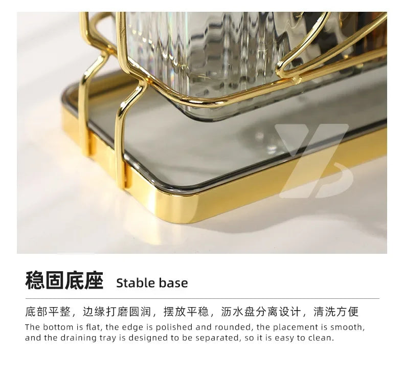 Home Restaurant Creative Rectangular Chopsticks with Drain Plate and Fan Blade Double Barrel Simple Floor Tableware