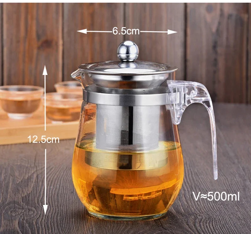 Hot sale 500ml Heat Resistant Glass Tea Pot,Coffee Teapot Flower Tea Set Puer kettle Convenient Office Teaset 1pcs,kung