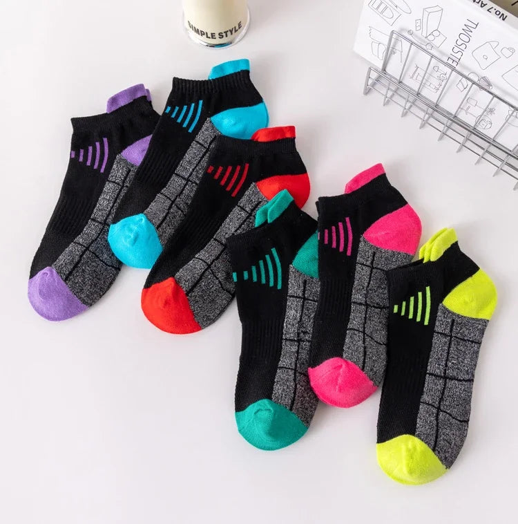 HSS 3Pairs Organic Cotton Women Socks Ankle Breathable Run Sports Sock Black Pink Casual Athletic Summer Thin Men Short