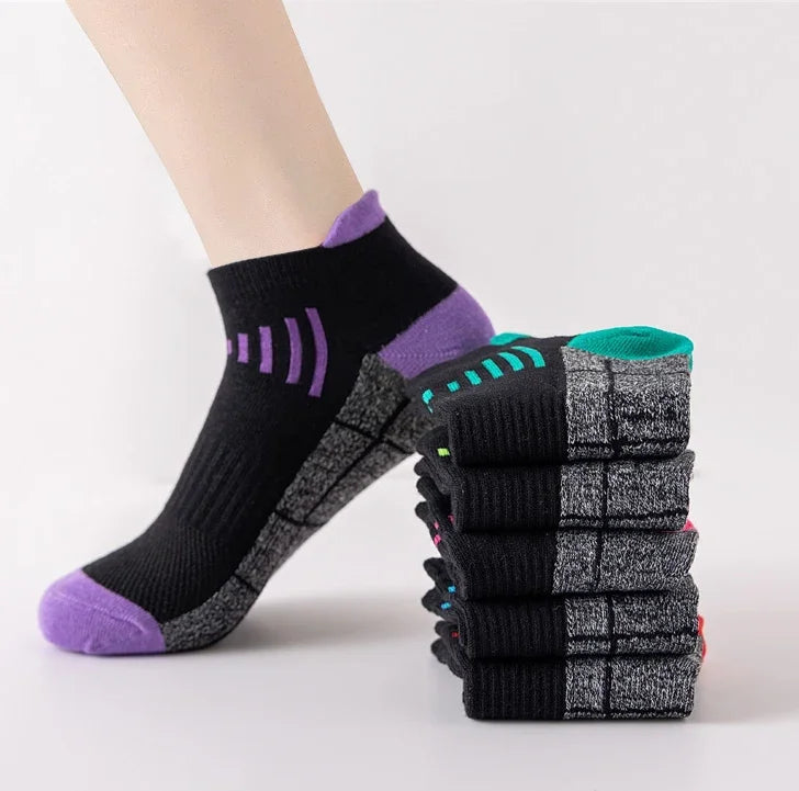 HSS 3Pairs Organic Cotton Women Socks Ankle Breathable Run Sports Sock Black Pink Casual Athletic Summer Thin Men Short