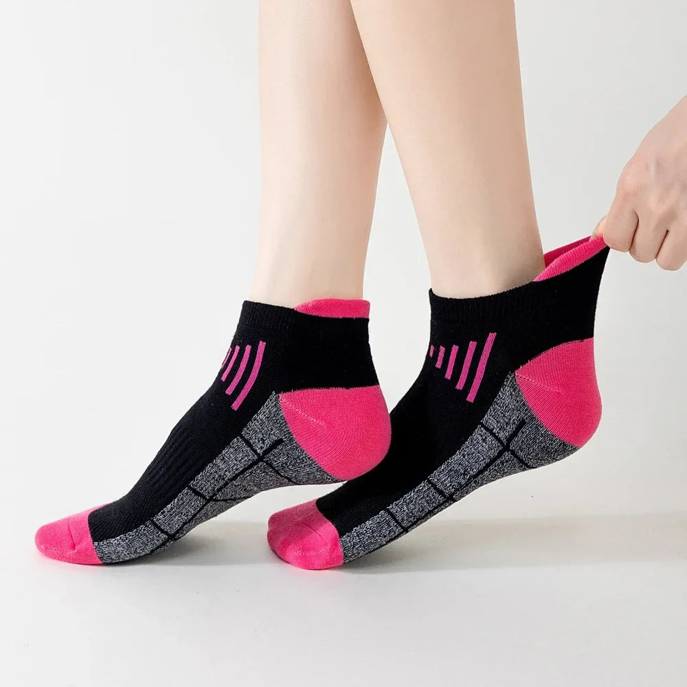 HSS 3Pairs Organic Cotton Women Socks Ankle Breathable Run Sports Sock Black Pink Casual Athletic Summer Thin Men Short