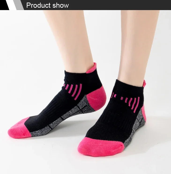 HSS 3Pairs Organic Cotton Women Socks Ankle Breathable Run Sports Sock Black Pink Casual Athletic Summer Thin Men Short