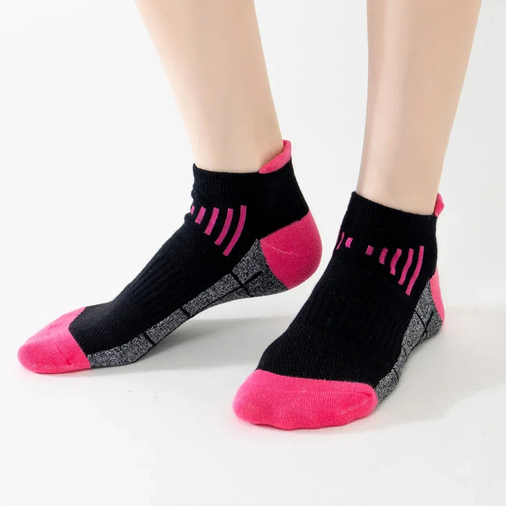 HSS 3Pairs Organic Cotton Women Socks Ankle Breathable Run Sports Sock Black Pink Casual Athletic Summer Thin Men Short