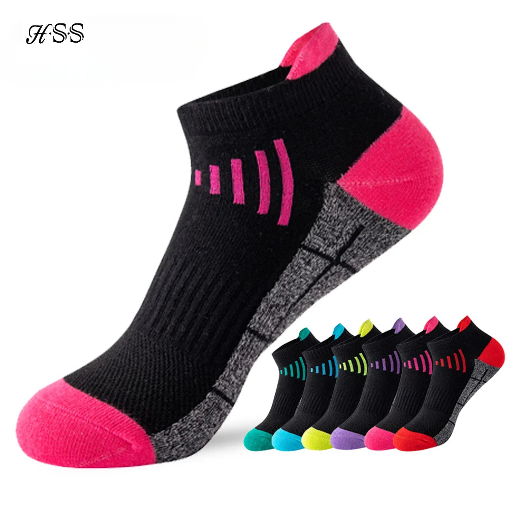 HSS 3Pairs Organic Cotton Women Socks Ankle Breathable Run Sports Sock Black Pink Casual Athletic Summer Thin Men Short