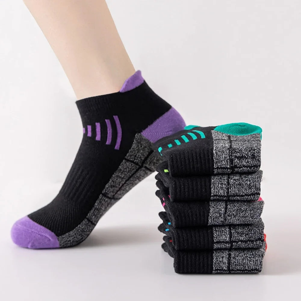 HSS 3Pairs Organic Cotton Women Socks Ankle Breathable Run Sports Sock Black Pink Casual Athletic Summer Thin Men Short