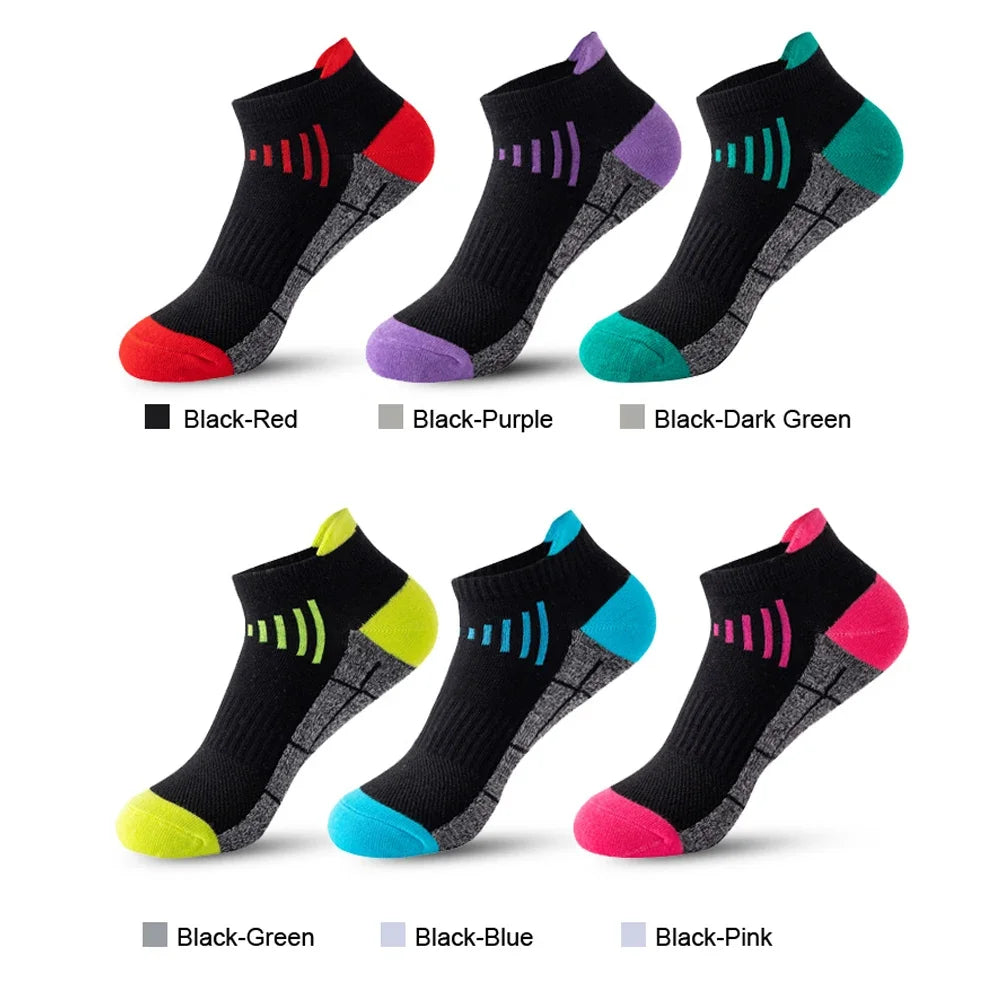 HSS 3Pairs Organic Cotton Women Socks Ankle Breathable Run Sports Sock Black Pink Casual Athletic Summer Thin Men Short