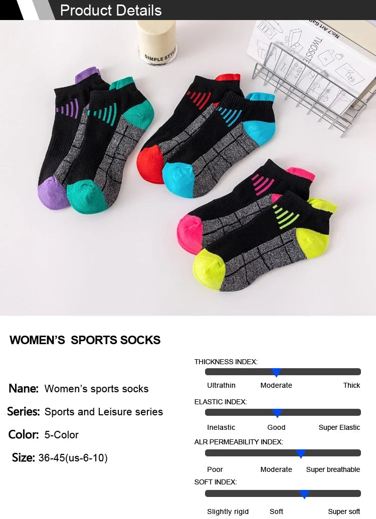 HSS 3Pairs Organic Cotton Women Socks Ankle Breathable Run Sports Sock Black Pink Casual Athletic Summer Thin Men Short