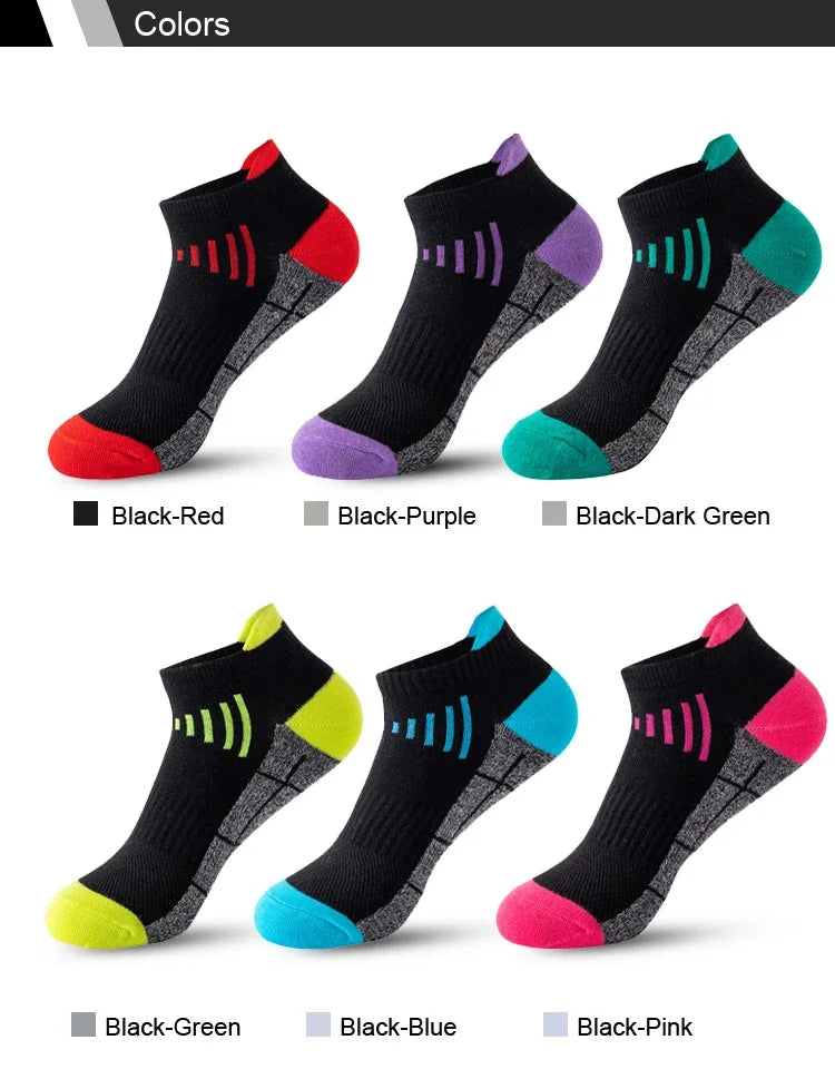 HSS 3Pairs Organic Cotton Women Socks Ankle Breathable Run Sports Sock Black Pink Casual Athletic Summer Thin Men Short