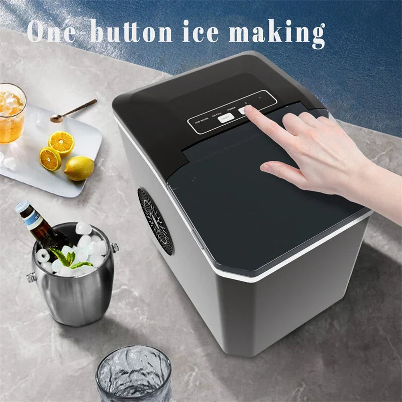 Ice Cube Maker Portable Automatic Electric Bullet Round Ice Block Making Machine 15kg/24H Family Bar Coffee Shop