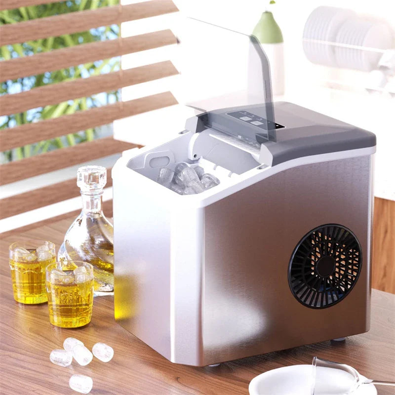 Ice Cube Maker Portable Automatic Electric Bullet Round Ice Block Making Machine 15kg/24H Family Bar Coffee Shop