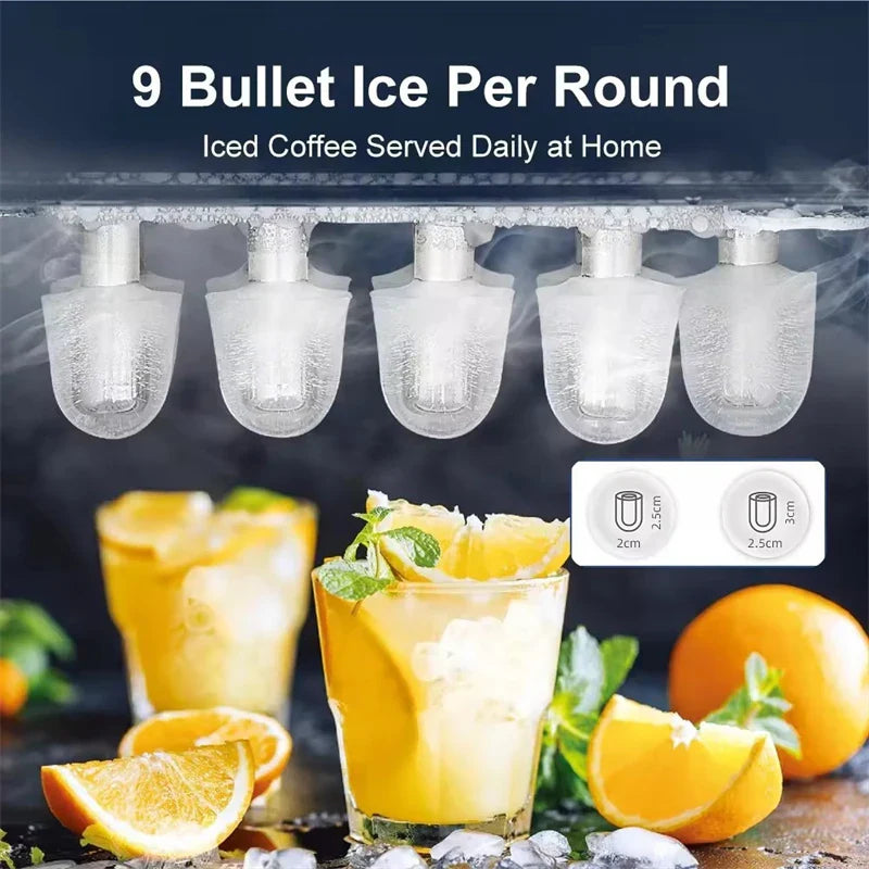 Ice Cube Maker Portable Automatic Electric Bullet Round Ice Block Making Machine 15kg/24H Family Bar Coffee Shop