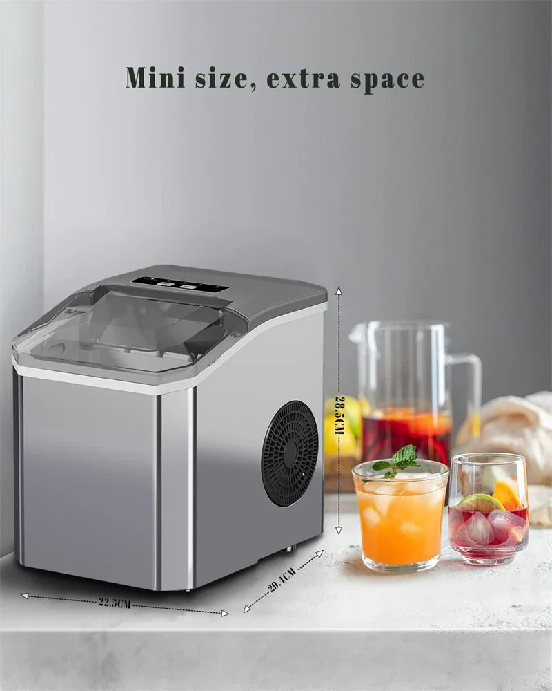 Ice Cube Maker Portable Automatic Electric Bullet Round Ice Block Making Machine 15kg/24H Family Bar Coffee Shop