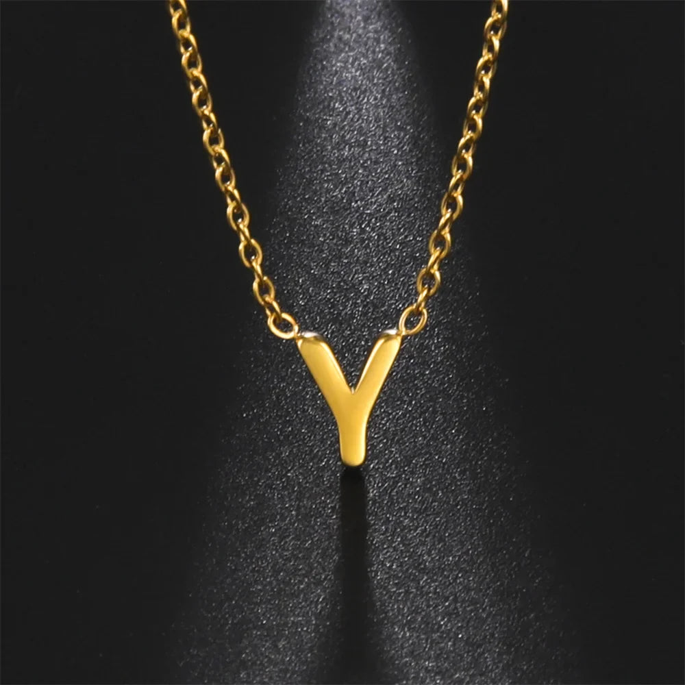 Initial A-Z Letter Necklaces for Women Elegant Chains Choker 26 Alphabet Pendant Necklace Stainless Steel Jewelry