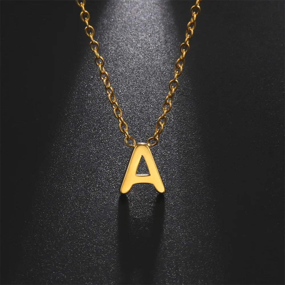 Initial A-Z Letter Necklaces for Women Elegant Chains Choker 26 Alphabet Pendant Necklace Stainless Steel Jewelry