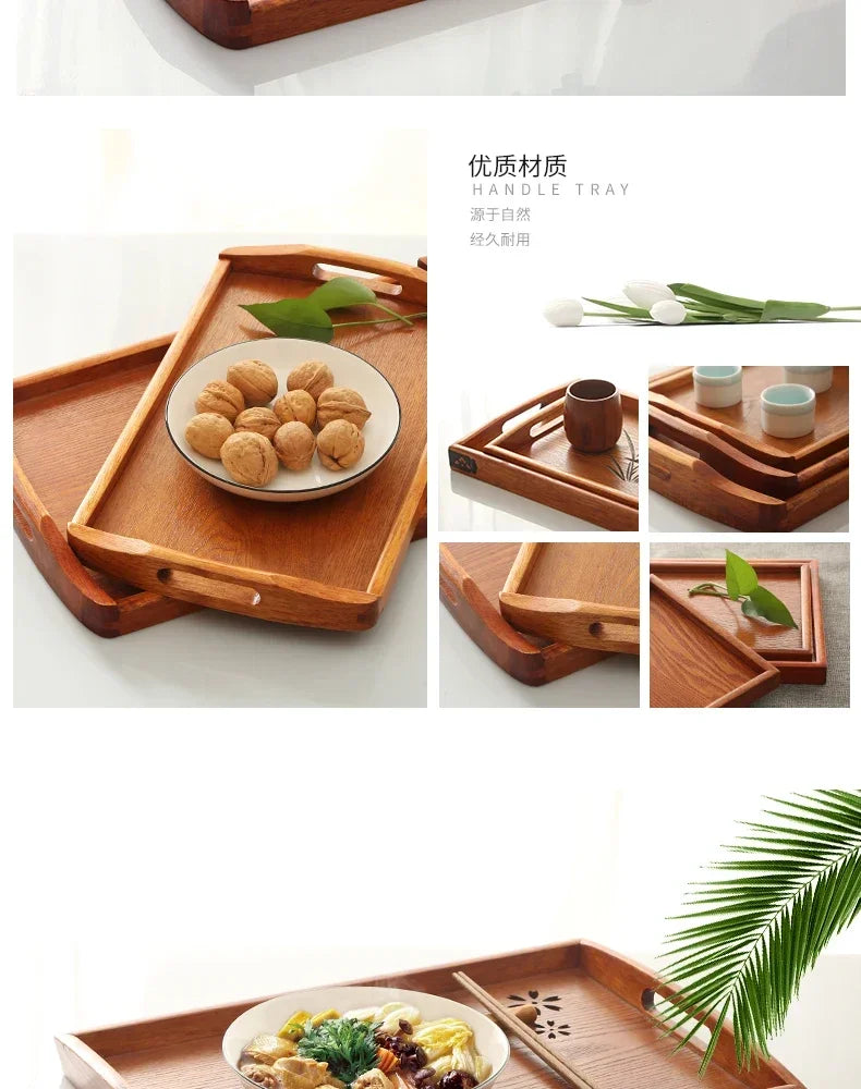 Japanese Wooden Tray Tea Tray Portable Decorative Miscellaneous Storage Tea Set Kitchen Storage Restaurant Service Tray