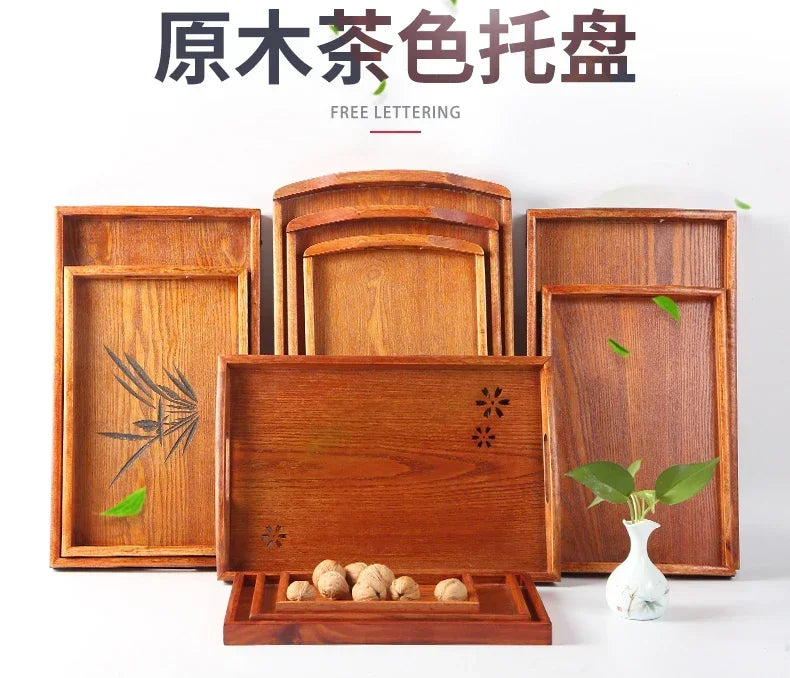 Japanese Wooden Tray Tea Tray Portable Decorative Miscellaneous Storage Tea Set Kitchen Storage Restaurant Service Tray