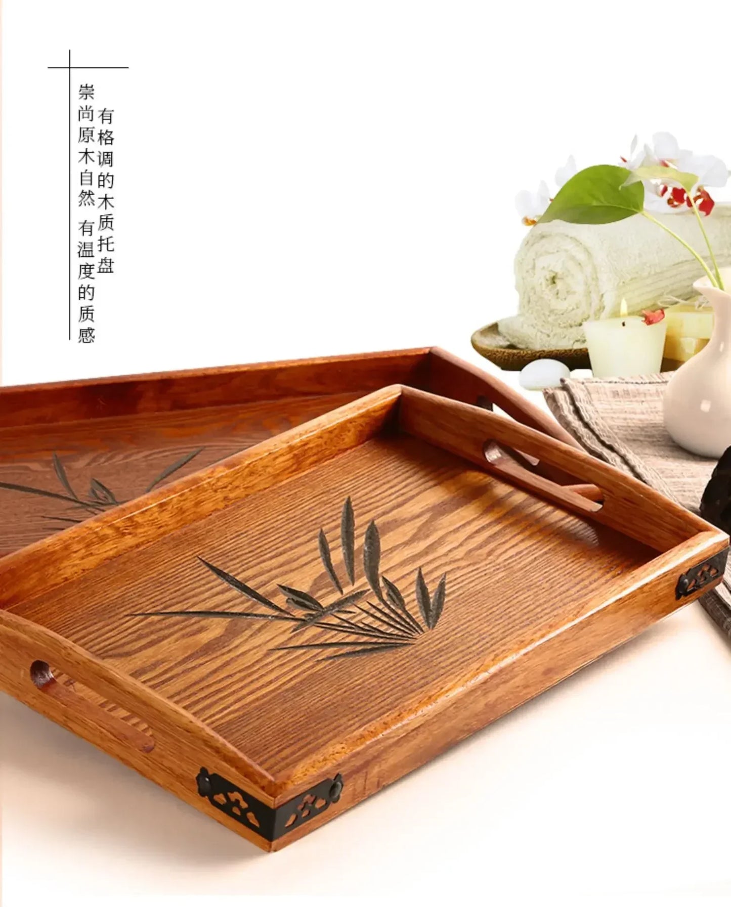 Japanese Wooden Tray Tea Tray Portable Decorative Miscellaneous Storage Tea Set Kitchen Storage Restaurant Service Tray