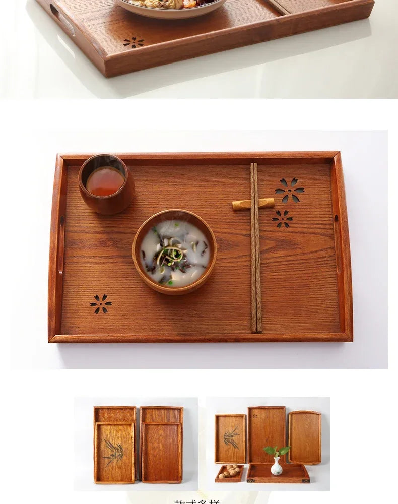 Japanese Wooden Tray Tea Tray Portable Decorative Miscellaneous Storage Tea Set Kitchen Storage Restaurant Service Tray