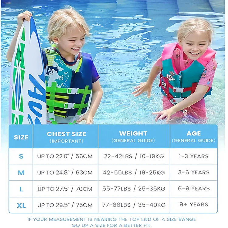 Kids Life Jackets Neoprene Children Swimming Vest Water Sports Life Vest for Kayaking Drifting Boating Safety Survival