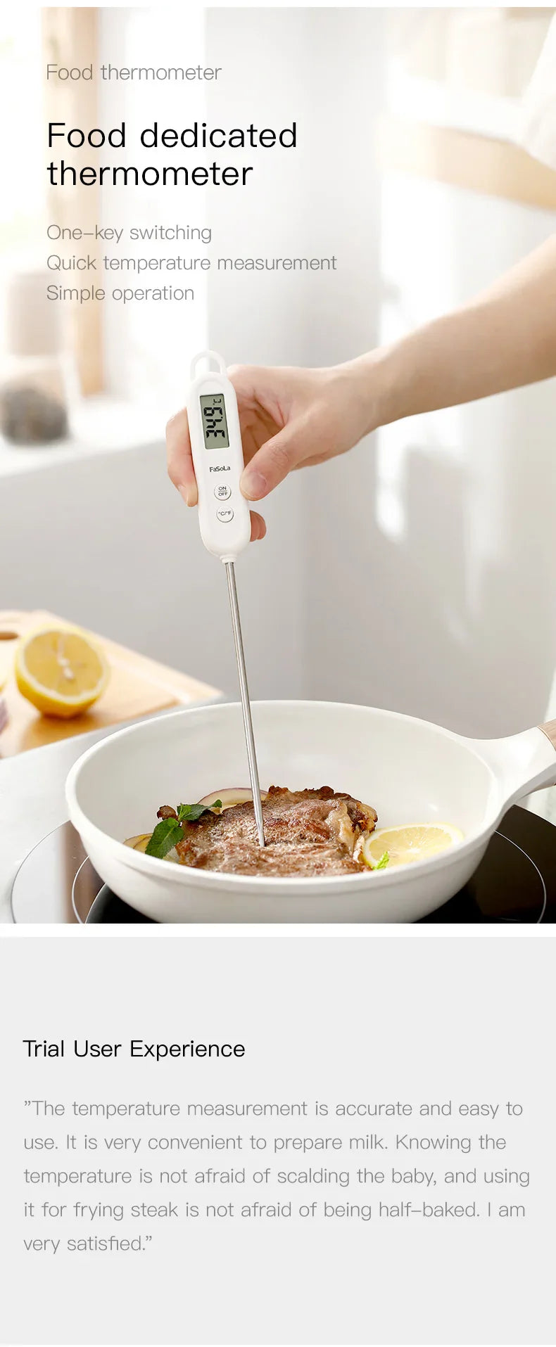 Kitchen Digital Food Thermometer Water Thermometer Tool Probe-Type Electronic Thermometer for Baking Barbecue Soup