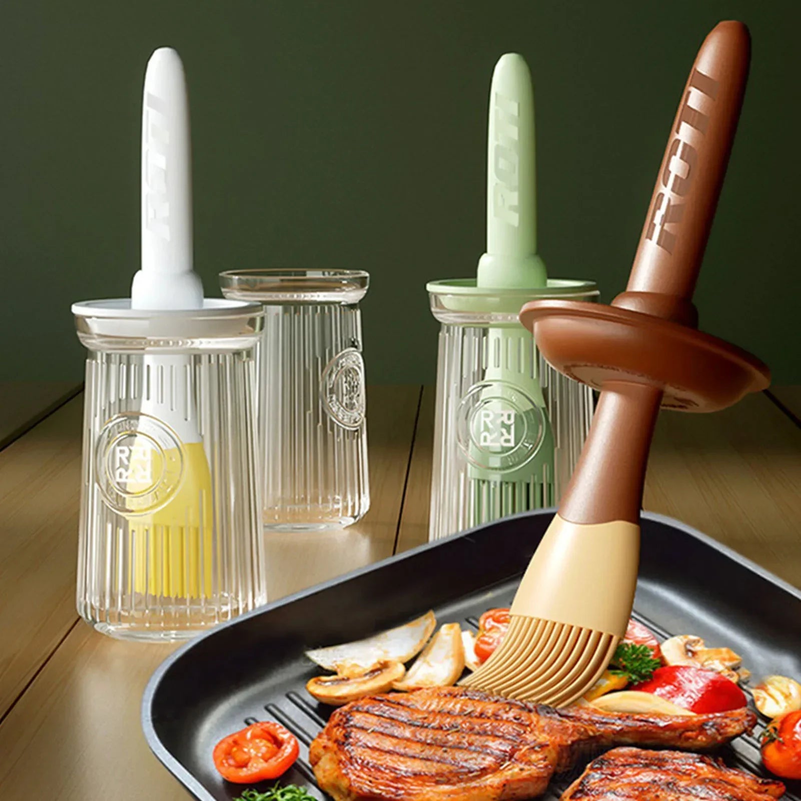 Kitchen Oil Dispenser with Brush Oil Bottle With Silicone Brush for Cooking Vinegar Sauce BBQ Grill Frying