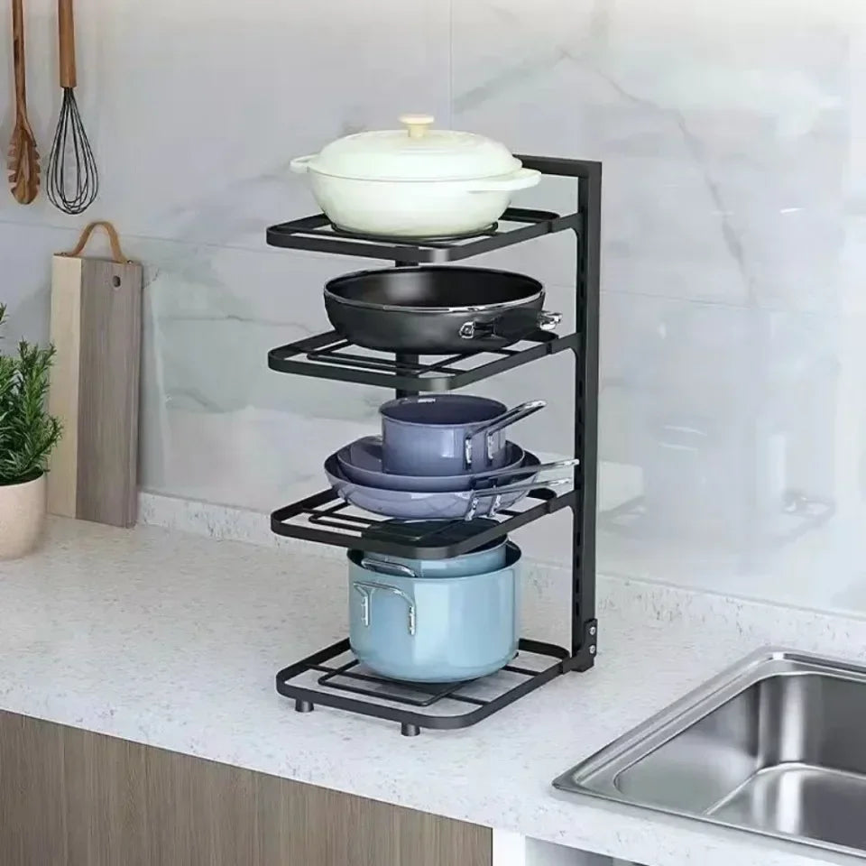 Kitchen Organizer Rack Adjustable Pot Cabinet Rack Holder Multi-layer Household Frying Pan Holder Pot Storage Rack Bowl