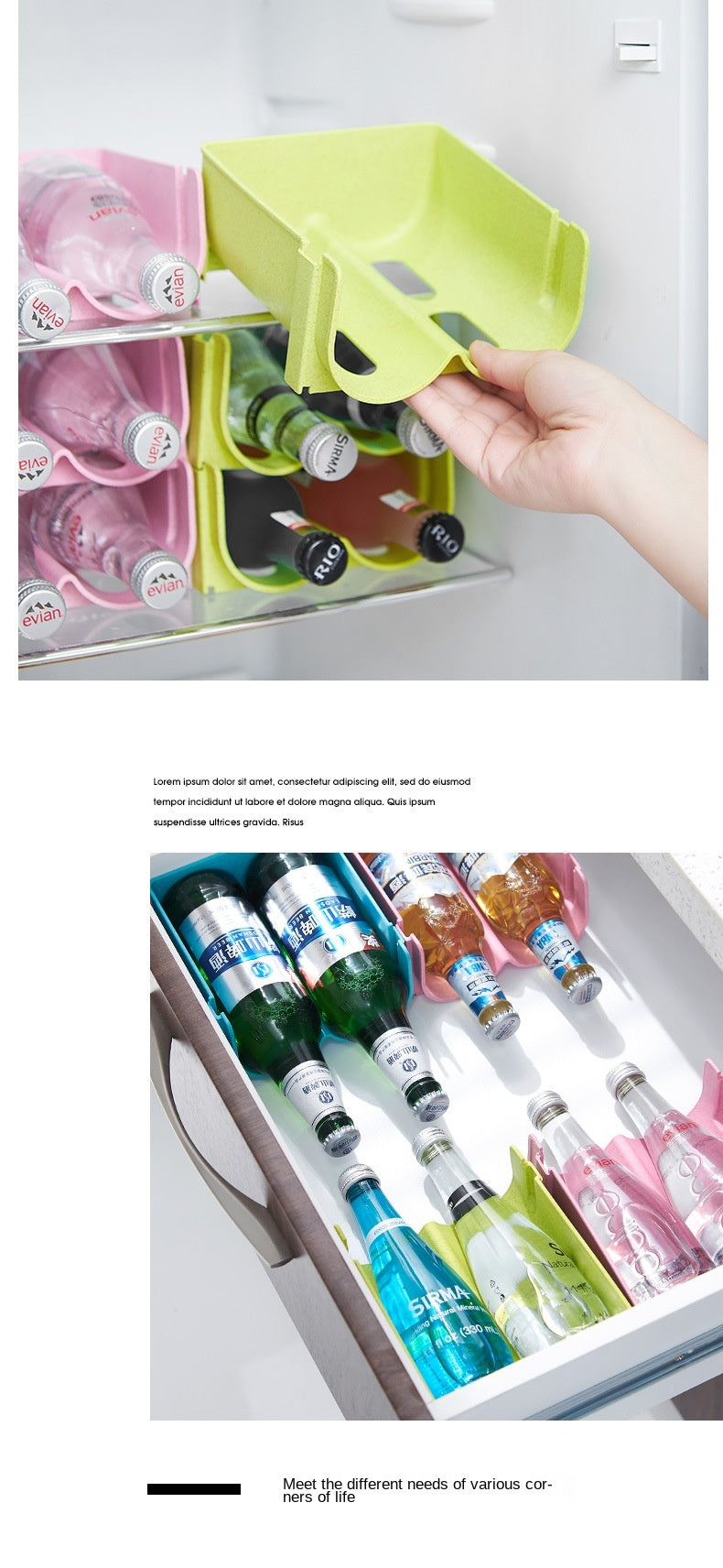 Kitchen Organizer Refrigerator Rack Shelf Can Beer Wine Bottle Holder Rack Organizer Kitchen Storage Fridge Organizer