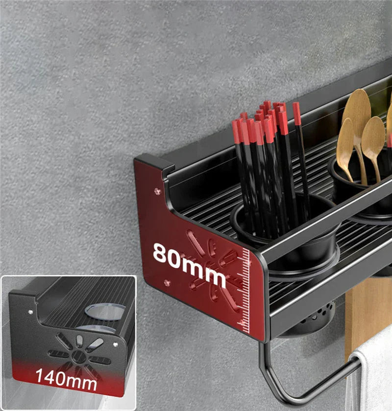 Kitchen Organizer Shelf Wall-mounted Spice Storage Rack Kitchen Knife Holder Wall Seasoning Chopstick Spoon Shovel