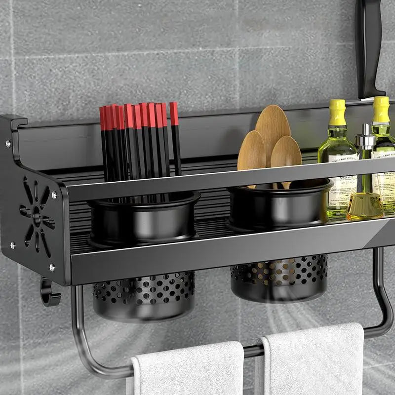 Kitchen Organizer Shelf Wall-mounted Spice Storage Rack Kitchen Knife Holder Wall Seasoning Chopstick Spoon Shovel