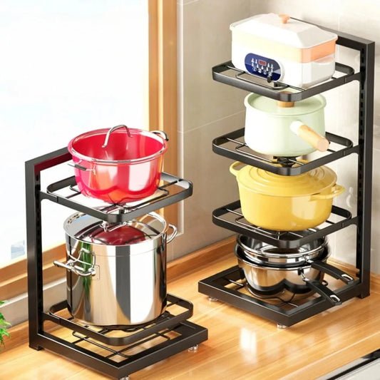 Kitchen Pot Organizer Rack Shelves Organizer Adjustable Free Layering Snap-On Pot Rack Pot Holder Frying Pan Bowl