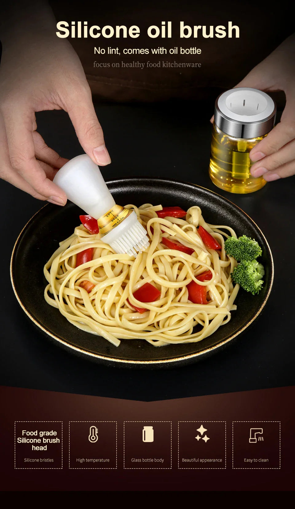 Kitchen Silicone Oil Bottle Oil Brush Baking Barbecue Grill Oil Brush Dispenser Pastry Steak Oil Brushes Kitchen Baking