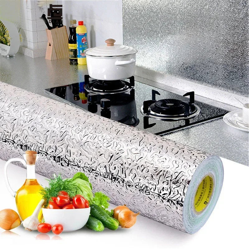 Kitchens Oil Stickers KitchenOil-proof Waterproof Sticker Cabinet Wall StickerAluminum Foil Wallpaper KitchenAccessories