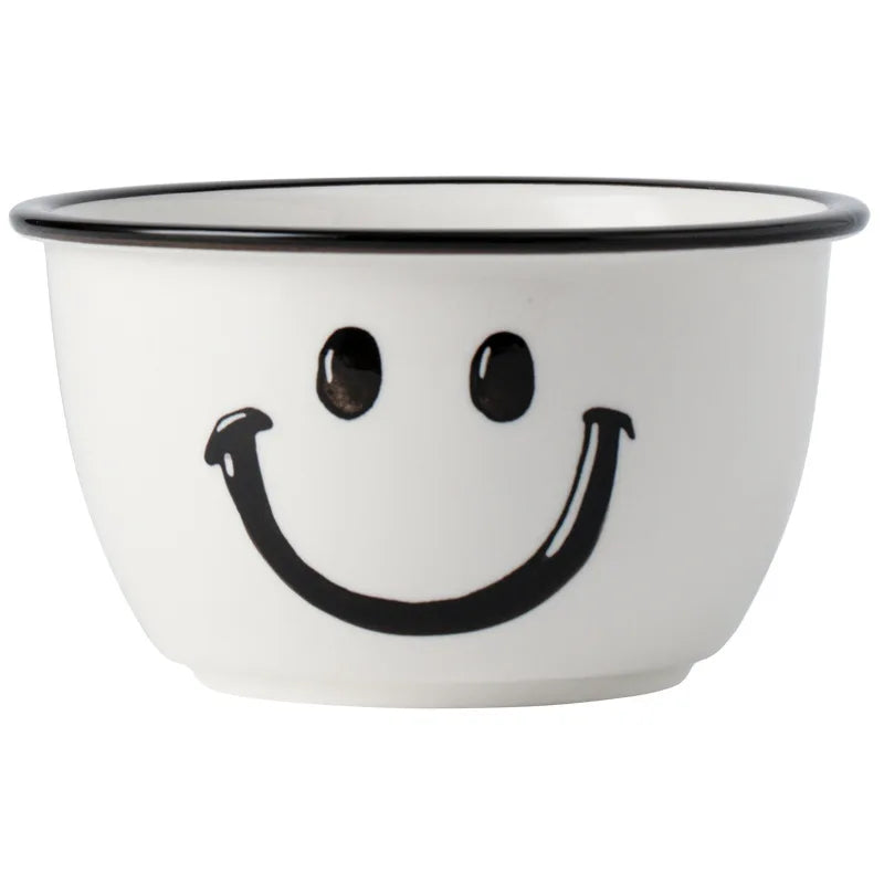 Korean Style Smile Face Dinner Plate Ceramic Dinnerware Coffee Mug Rice Bowl Cute Dish Set Kawaii Soup Noodle Bowl