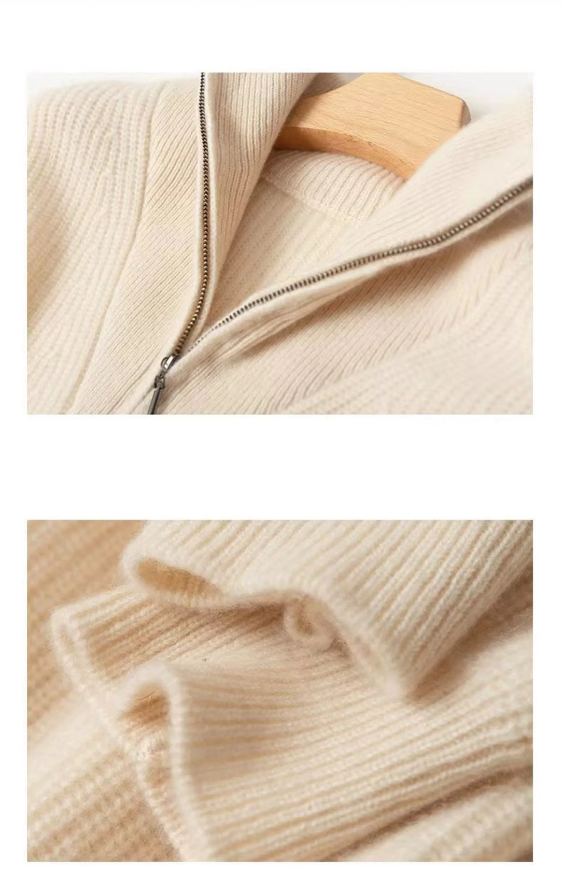 Large lapel thick cashmere sweater women’s 100 pure wool zipper sweater pullover lazy loose knit base top