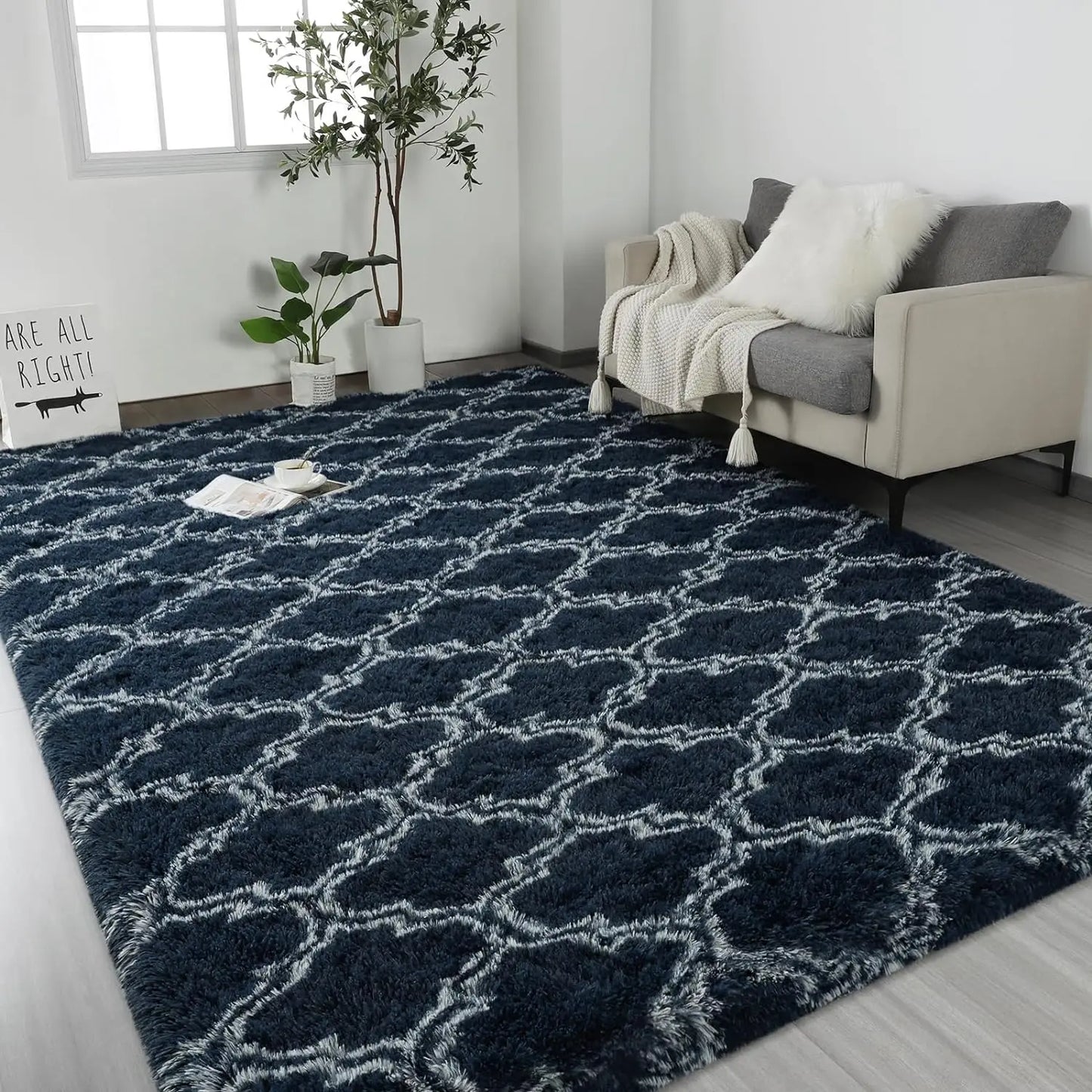 Large Shag Area Rugs for Bedroom Super Soft Plush Fluffy Carpets Living Room Rug Non-Slip Indoor Floor Rug for Kids