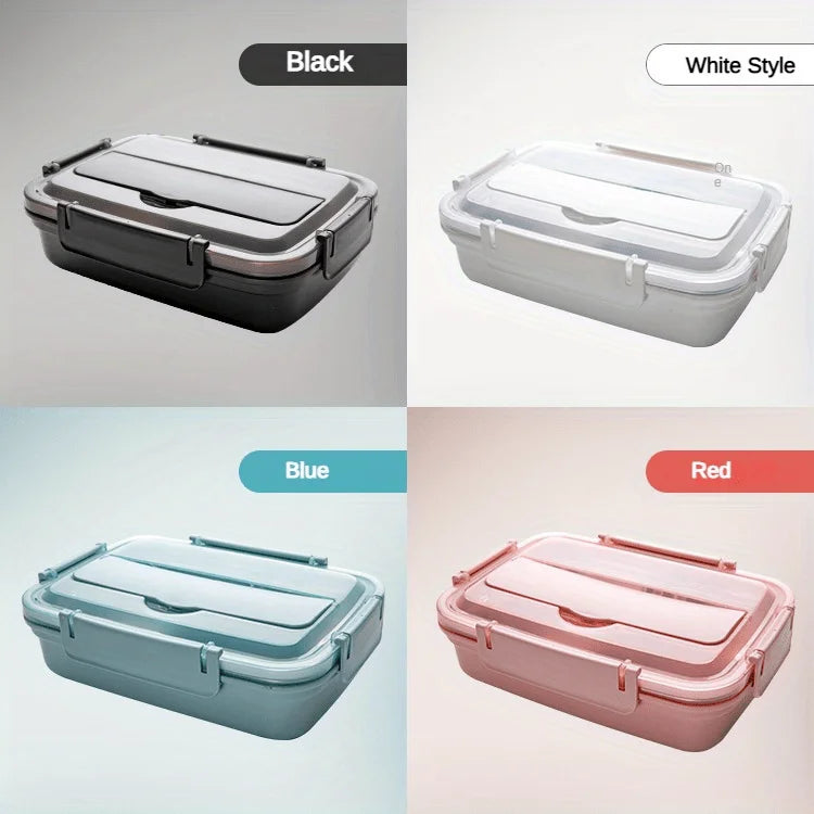 Leak-Proof Stainless Steel Lunch Box With 3/4 Compartments - Durable Easy-Clean Bento Container For Students & Office