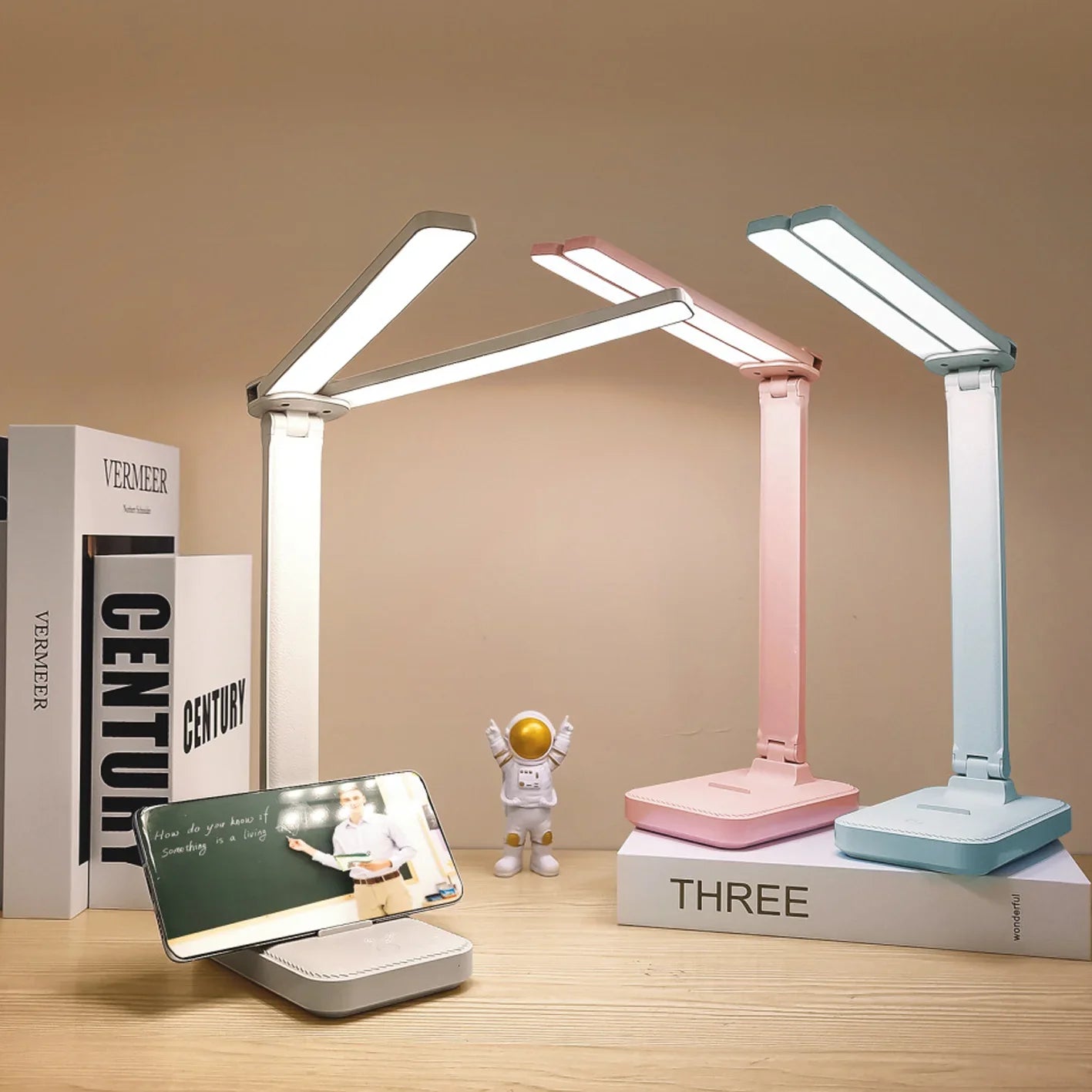 LED Desk Lamp 3 Levels Dimmable Touch Night Light USB Rechargeable Eye Protection Foldable Table Lamp For Bedroom