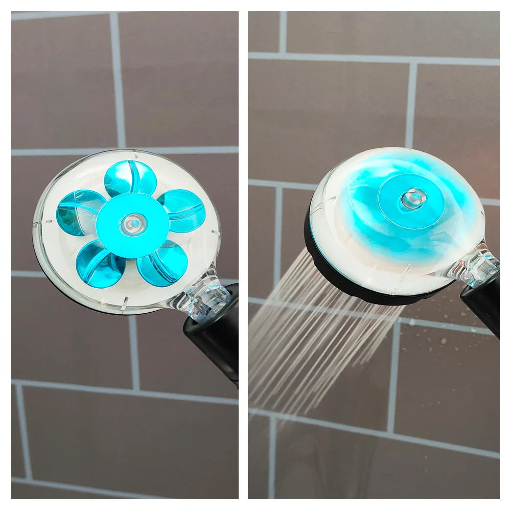 LED Digital Temperature Display Shower Head Temperature Control Colorful Fan Spray Nozzle High Pressure Rainfall