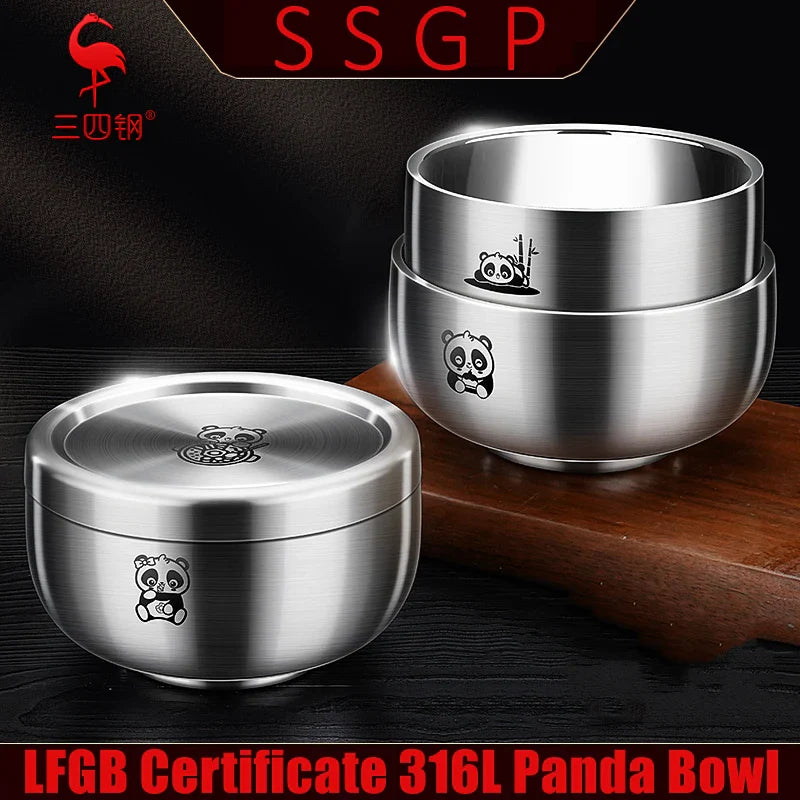 LFGB Certificate 99.9% Anti-bacterial 316L Stainless Steel Warm Keeping Kid Cutlery Heat Insulating 11.8cm Baby Bowl