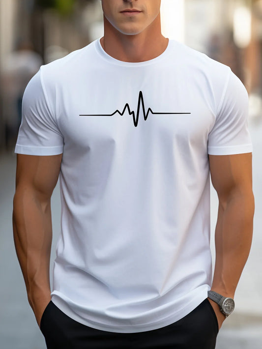 Men’s 100% cotton summer loose size Creative Graphic printed slim fit casual sports round neck short sleeved T-shirt top