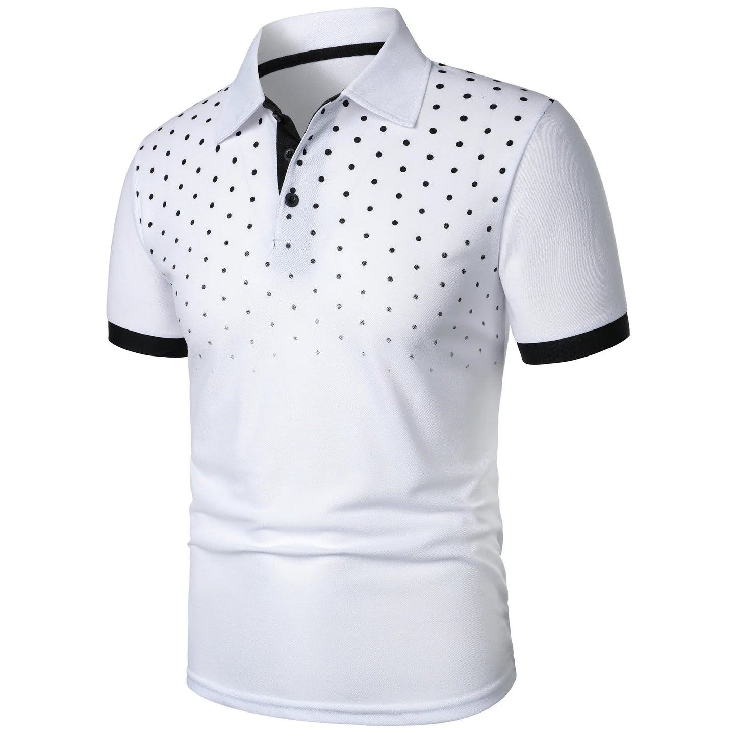 Men’s 3D printed short sleeve and lapel short sleeve color matching fashion