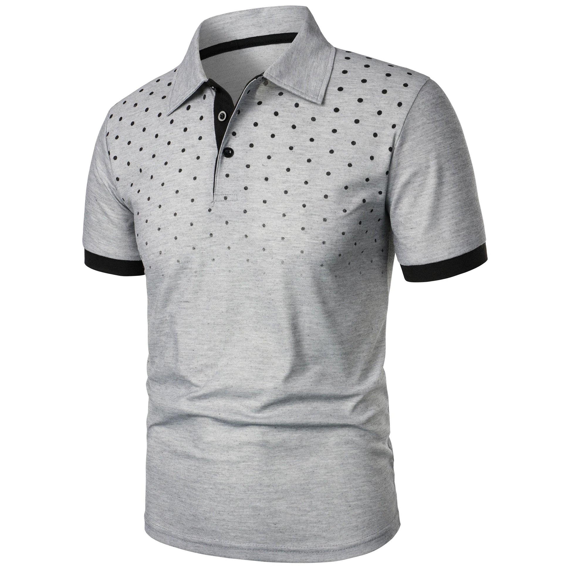 Men’s 3D printed short sleeve and lapel short sleeve color matching fashion